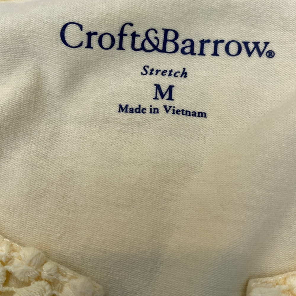 Yellow Lace V-Neck Short Sleeve Shirt M - Picture 6 of 8